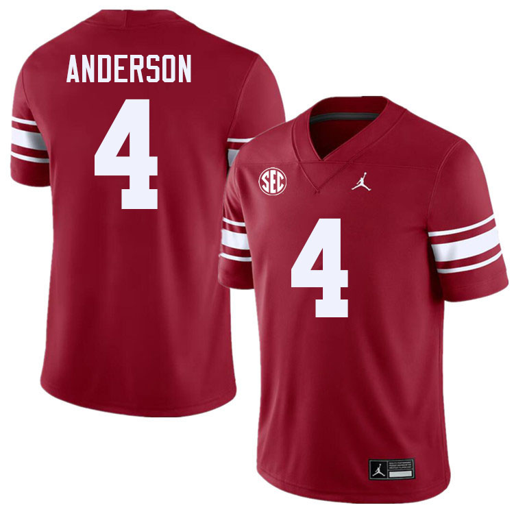 #4 Nic Anderson Oklahoma Sooners 2024 SEC Conference College Football Jerseys-Throwback